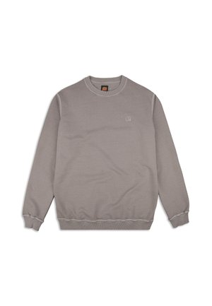 Grauer Sweatshirt aus Baumwollmischung, mit Rundhalsausschnitt, gerippten Bündchen und einem kleinen Elefant-Logo auf der Brust. Glatte Textur.