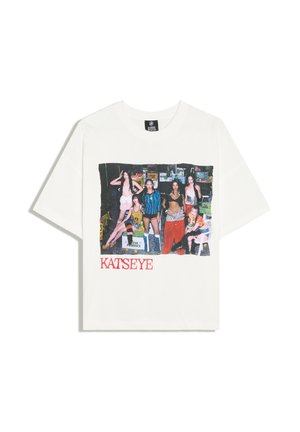 Bershka, OVERSIZE PRINTED KATSEYE - T-SHIRT - T-shirt imprimé - white