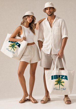 Neverless, STRANDTASCHE SHOPPER - DESIGN IBIZA LEISURE CLUB – CANVAS TOTE UNISEX - Strandaccessoire - natur