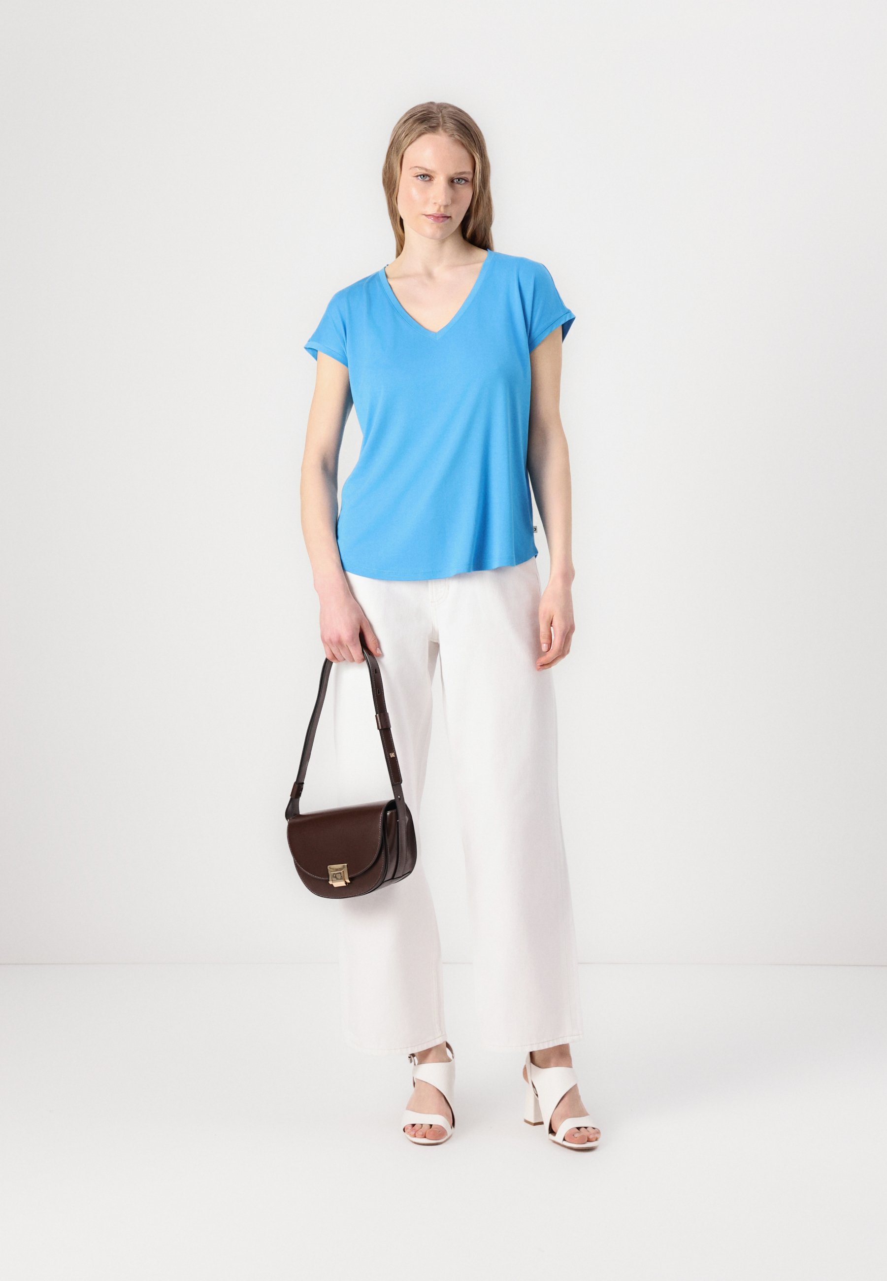 売れ筋商品|||トム テイラー デニム Tシャツ レディース トップス FLUENT V NECK  - Basic T-shirt - florida blue TOM TAILOR DENIM FLUENT V NECK - T-Shirt basic - florida