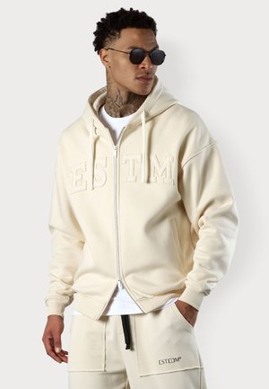 ESTM APPLIQUÉ OVERSIZED - Sweat zippé - beige