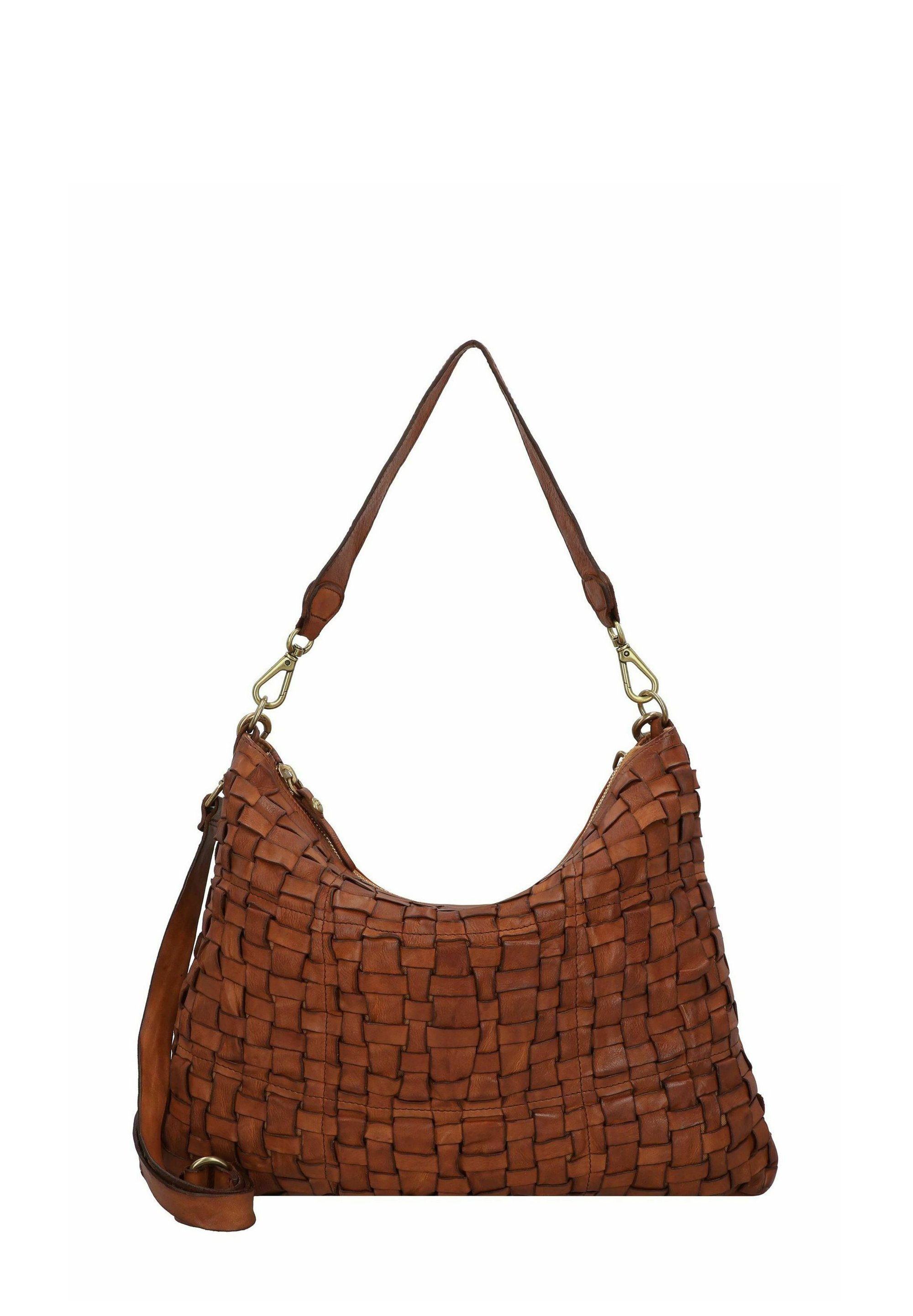Sac à Épaule CAMPOMAGGI Cuir Veau Cognac Taille M - Neuf Avec Étiquettes - Lanière Ajustable
