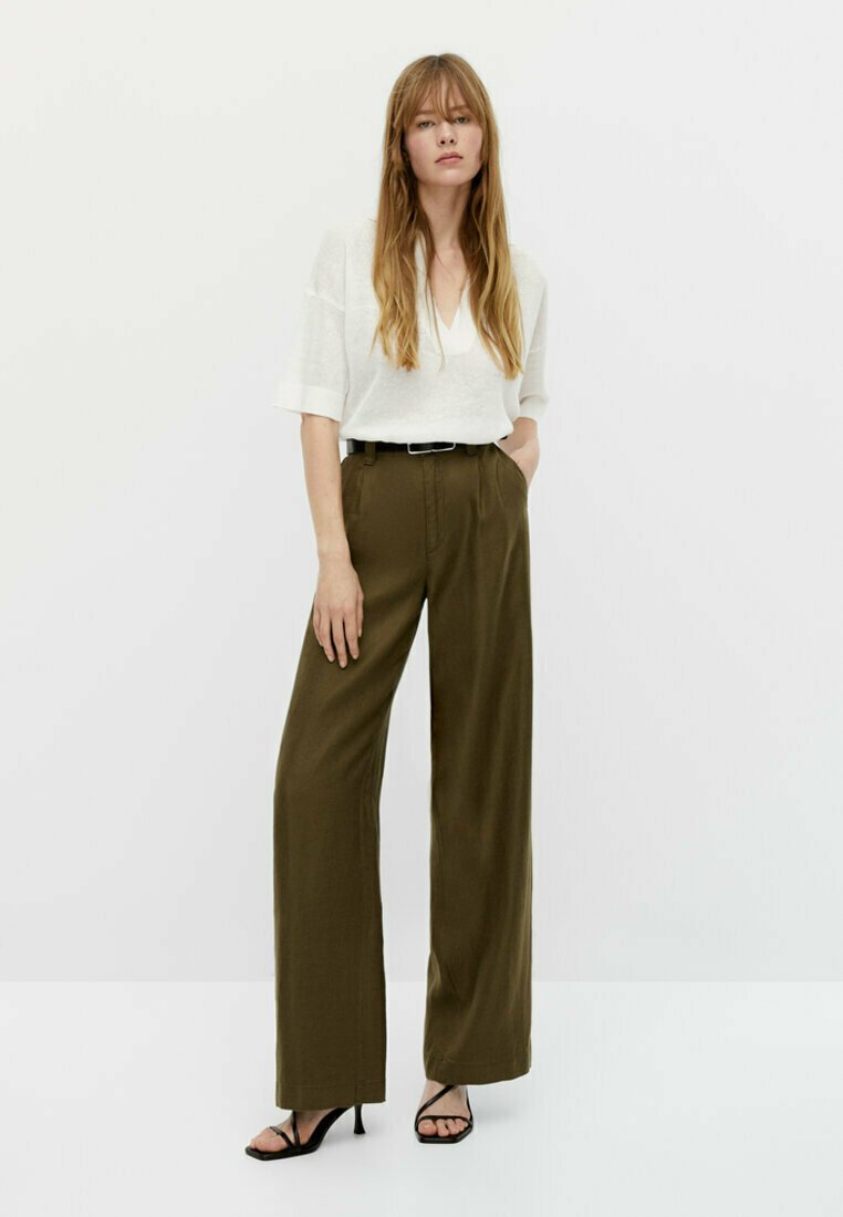 Massimo Dutti HIGH-WAIST - Pantaloni - khaki/cachi - Zalando.it