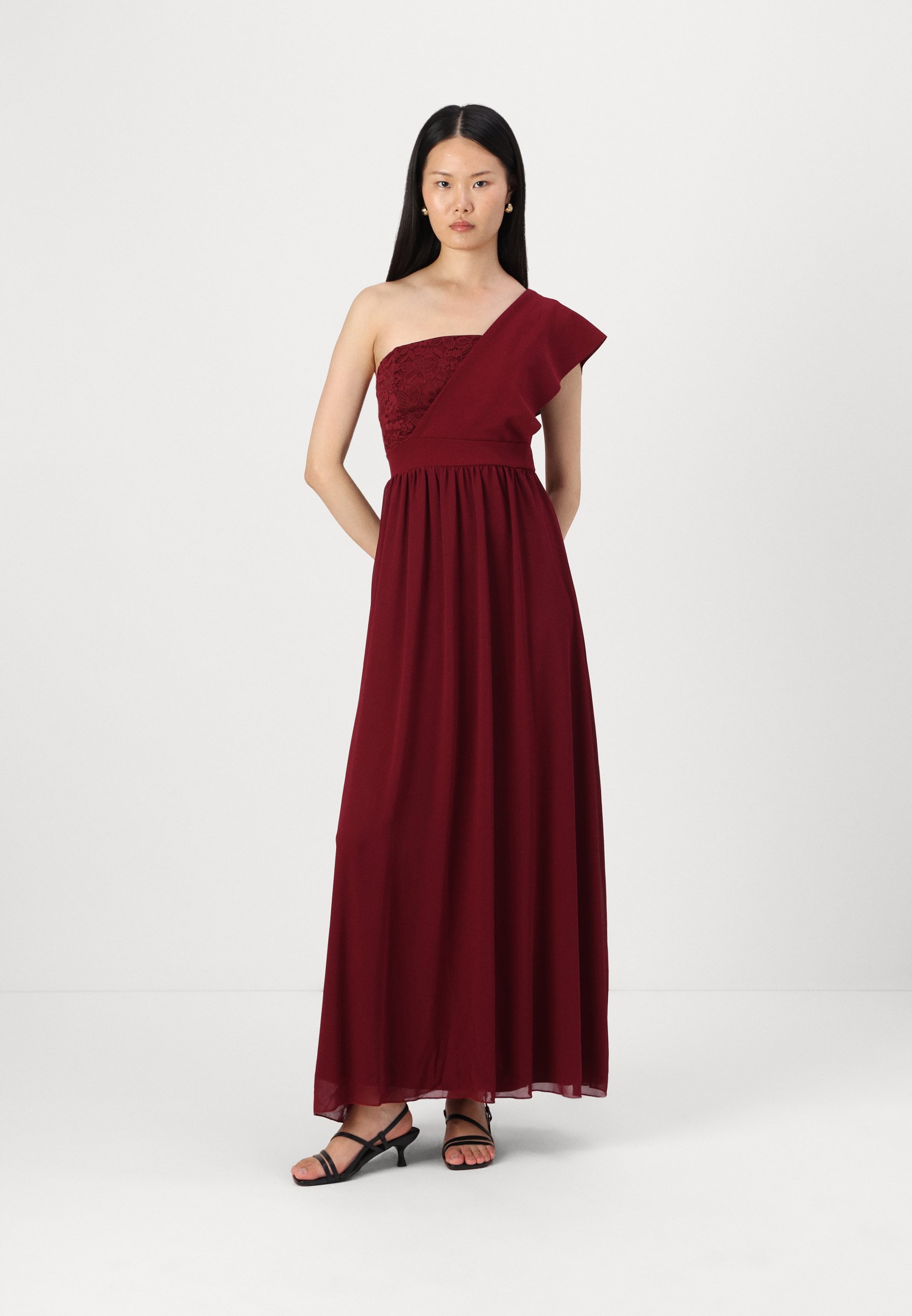 azura off the shoulder maxi dress burgundy Dallas One Shoulder Mesh Maxi Dress / Burgundy | MESHKI
