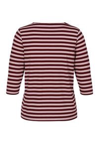 Langarmshirt mit rundem Ausschnitt, ausgestattet mit horizontalen Streifen in weinrot und hellrosa, aus weichem, dehnbarem Stoff.