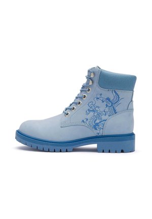 Ed Hardy, WOMENS WORKER BOOT - DANCING DRAGON - Botines con cordones - blue