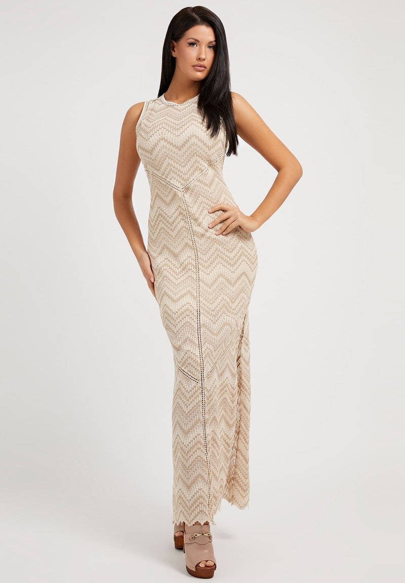 Damen Freizeitkleider | Guess Maxikleid beige - ZF89618 Damen Freizeitkleider | Guess Maxikleid beige - ZF89618