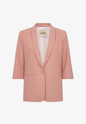 Heleroosa naiste bleiser notšiga krae, ühe nupuga, kolmeveerandvarrukatega ja esitaskutega, kaubamärgiga MOS MOSH.