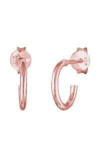 Naušnice u boji ružičastog zlata napravljene od 925 sterling srebra, s elegantnim, minimalističkim dizajnom i glatkom, sjajnom završnom obradom te zatvaranjem na post.