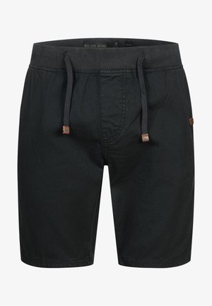 Pantaloncini casual neri con fascia elastica in vita e coulisse, tasche anteriori e dettagli di cucitura sottili.