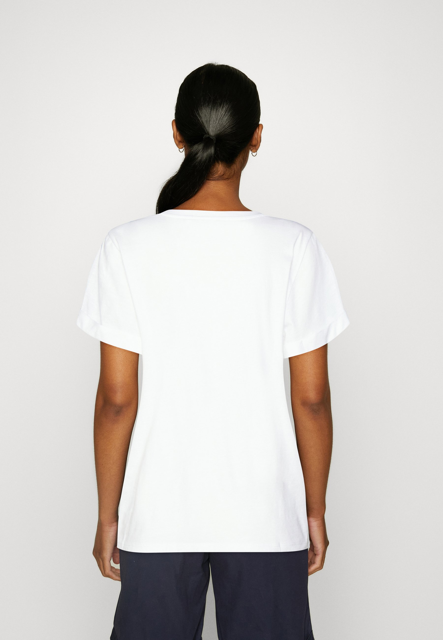 売れ筋商品|||ゲス Tシャツ レディース トップス ROLL CUFF - Print T-shirt - pure white ゲス GUESS Eco 1981 Rolled Cuff Logo Tee （PURE WHITE