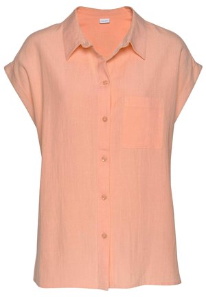 Chemise pêche à manches courtes avec boutons, col et poche poitrine, en tissu léger.