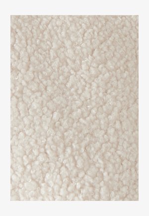 Gestructureerde, lichtbeige stof met een donzige oppervlakte, voorzien van kleine, krullende vezels. Geen zichtbare patronen of extra details.