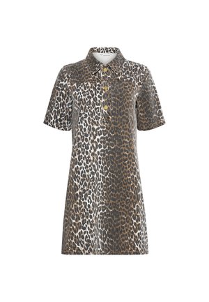 PULZ, PXJANNAH - Denimkjoler - tobacco brown leo printed