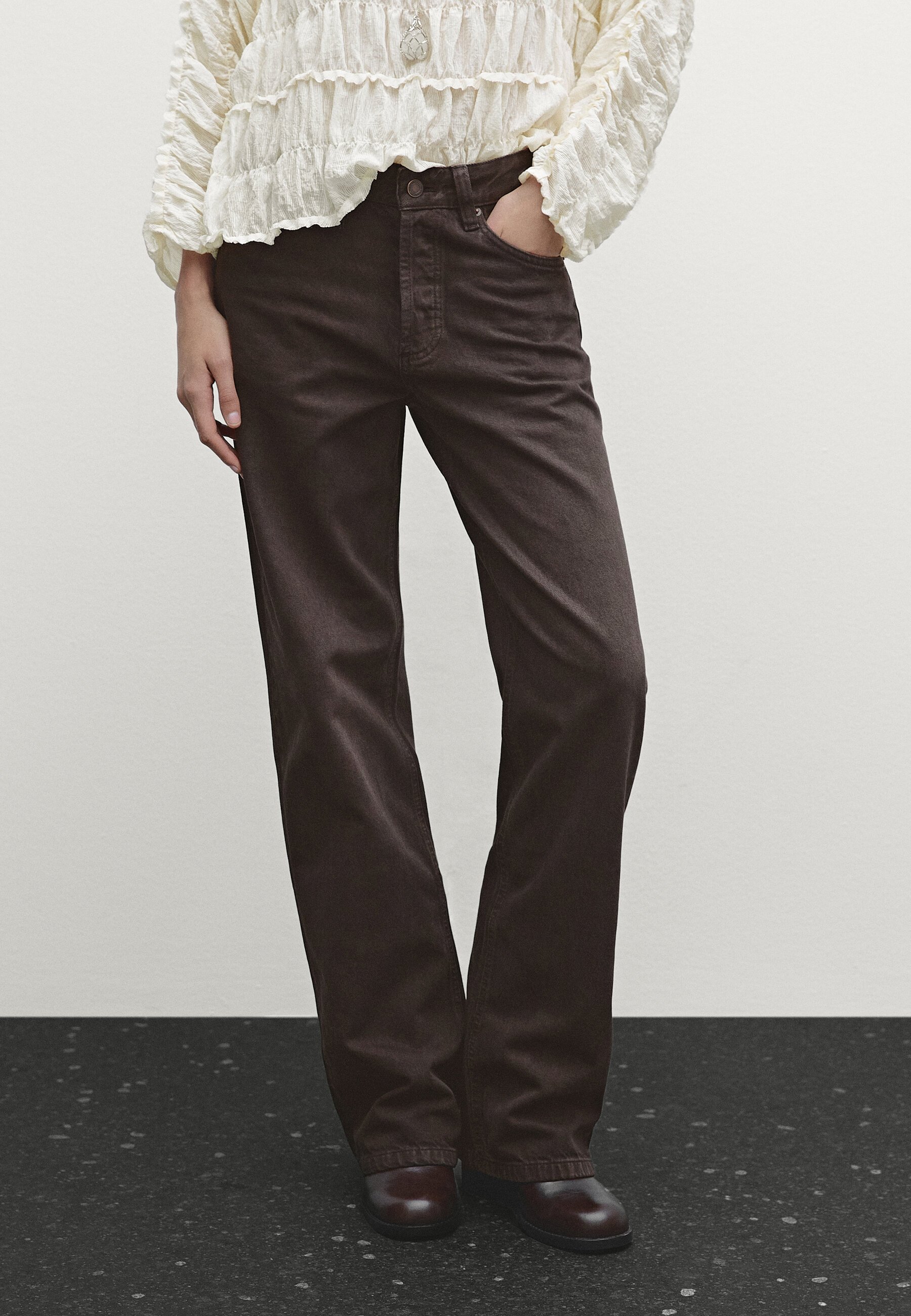 Massimo Dutti MID-WAIST WIDE-LEG - Jeans a zampa - mottled