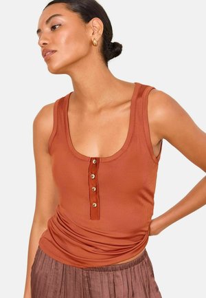 Lipsy, REGULAR FIT - SLEEVELESS HENLEY TOP . - Top - rust brown