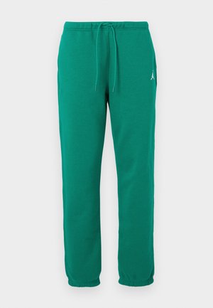 Pantalons de survêtement verts en mélange de coton, avec une taille élastique et un cordon de serrage, ainsi qu'une poche latérale. Design classique à jambe droite.