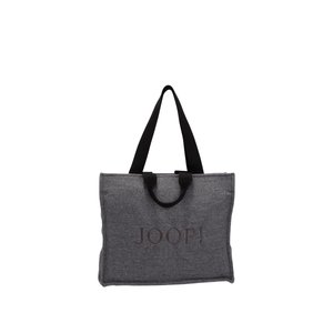 Bolsa tote rectangular gris con asas negras y la palabra JOOP! bordada en el centro delantero.