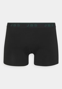 Svarta stretchboxers med en slät textur. Har ett mörkgrönt midjeband med "JBS"-logotypen upprepad. Klassisk figurnära form.