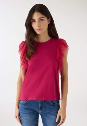 CON MANICHE A BALZE IN TULLE - T-shirt basic - fucsia scuro