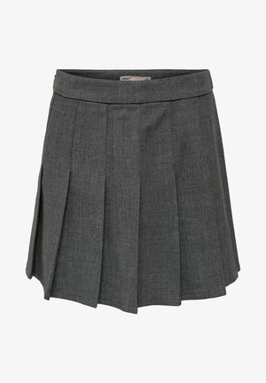 Gonna grigia plissettata realizzata in tessuto testurizzato, con vita aderente e orlo svasato, caratterizzata da numerosi plissé verticali per favorire il movimento.