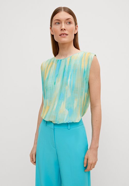 comma MIT PLISSÉEFALTEN - Bluse - helles zitrone/hellgelb - Zalando.ch