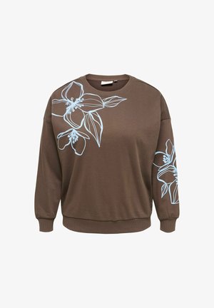 ONLY Carmakoma, CARODESSA L/S O-NECK SWT JRS - Mikina - bracken