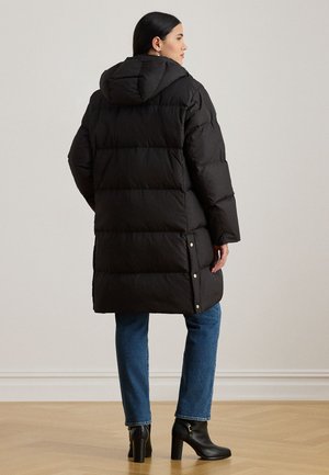 CREST-PATCH HOODED QUILTED DOWN COAT - Páperový kabát - black