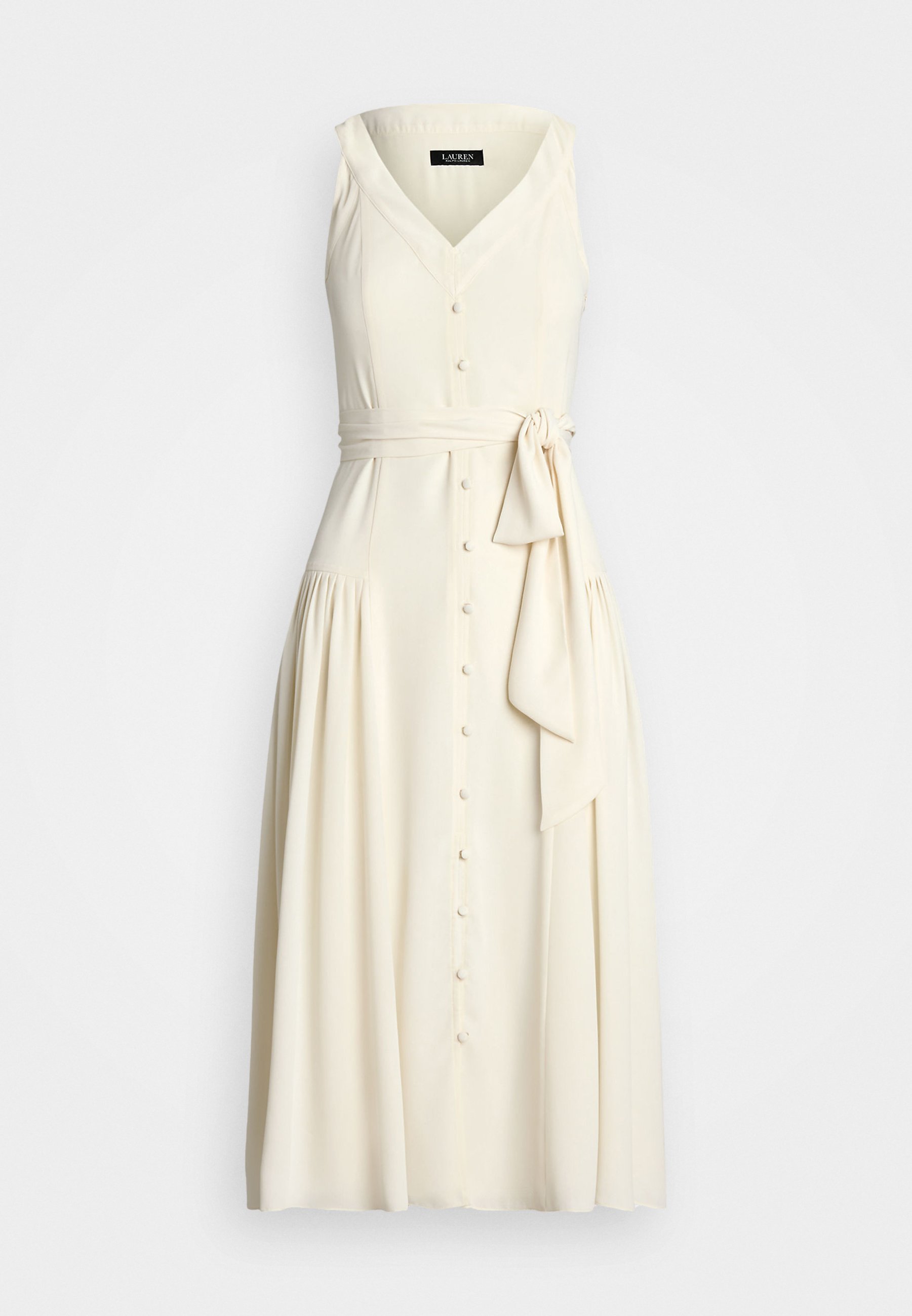 Lauren Ralph Lauren BELTED GEORGETTE SLEEVELESS DRESS - Jurk - mascarpone  cream/crème - Zalando.nl