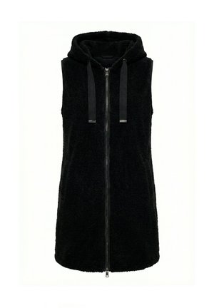 Ulla Popken, LONG HOODED A-LINE TEDDY VEST - Vest - black