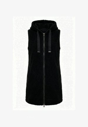 Ulla Popken, LONG HOODED A-LINE TEDDY VEST - Vest - black