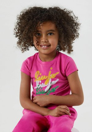WITH LOGO AND GEMSTONES - T-shirt print - pink