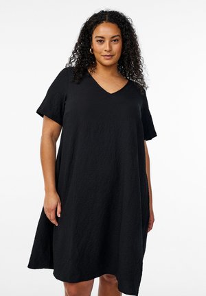 FLASH - MIT KURZEN ÄRMELN UND V-AUSSCHNITT - Hverdagskjole - black