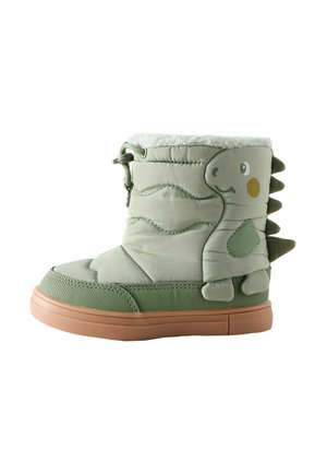 Baby shoes - green khaki dino