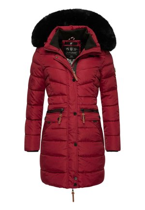 PAULA - Winter coat - dark red with black fur