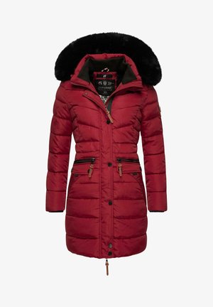 PAULA - Winter coat - dark red with black fur