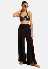 Love & Roses SPLIT DETAIL TIE FRONT  - Tygbyxor - black
