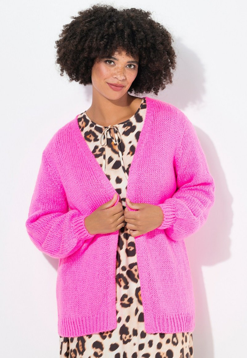Angel of Style CUT WITH BALLOON SLEEVES - Chaqueta de punto - neon berry