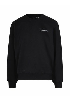 Zwart katoenen sweatshirt met ronde hals, geribbelde mouwen en onderrand, met het witte "DAILY PAPER" logo op de bovenste linker voorkant.