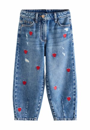 HEART EMBROIDERED BALLOON - Laza szabású farmerek - blue denim