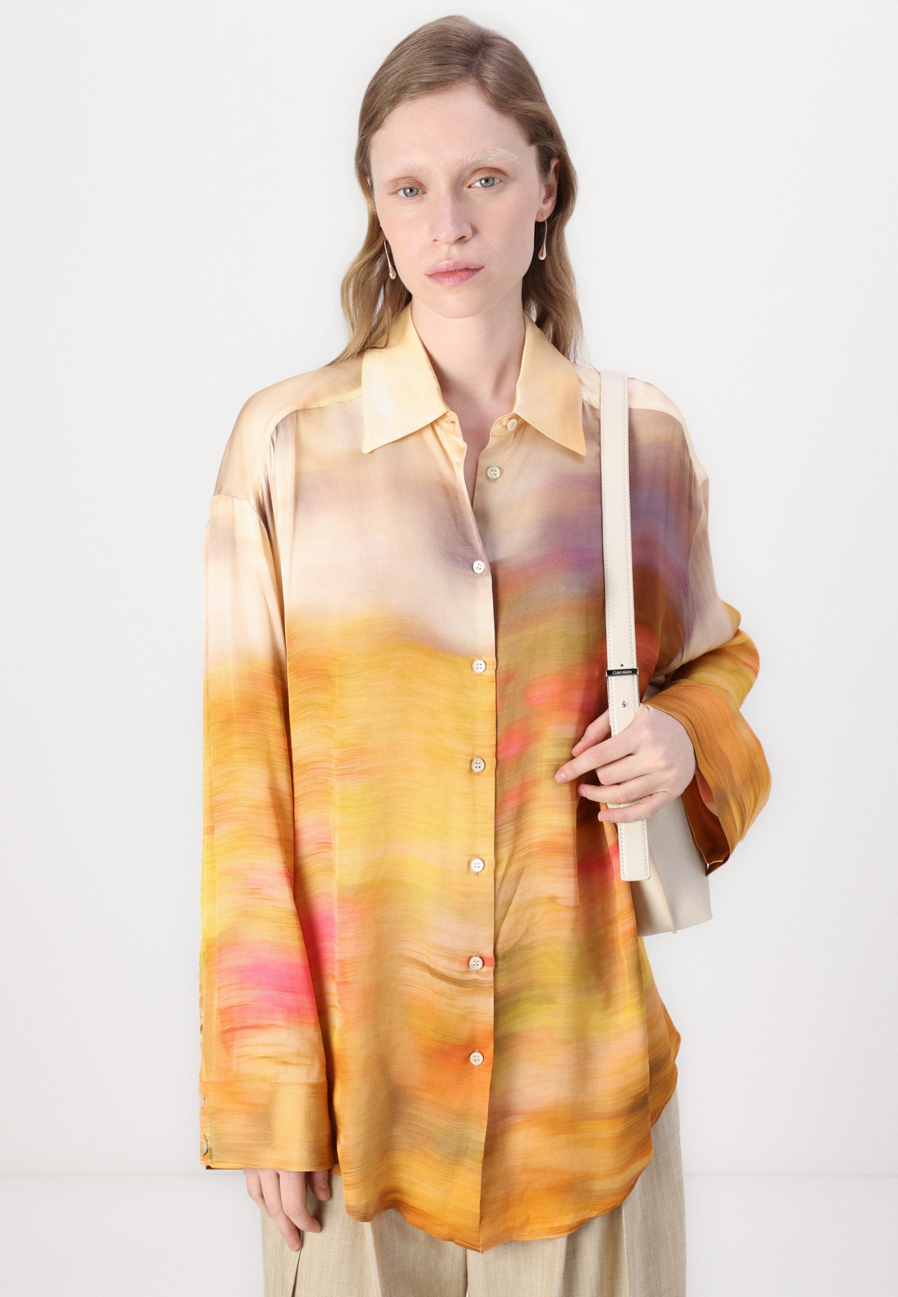 売れ筋商品|||ピンコ シャツ レディース トップス LIFE CAMICIA STAMPA PAESAGGIO - Button-down blouse - multicoloured/beige/pink Pinko LIFE CAMICIA STAMPA PAESAGGIO - Camicia