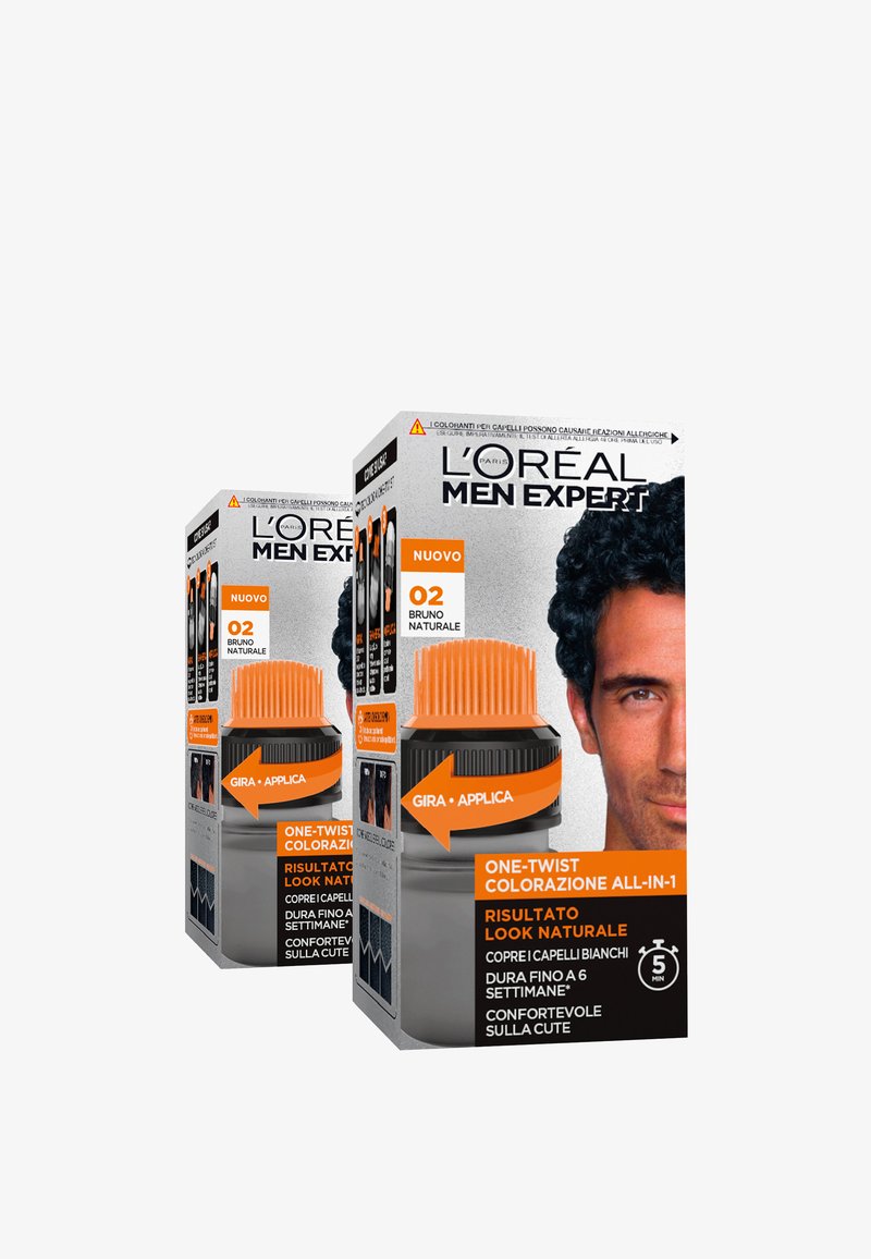 L'Oréal Men Expert COLORAZIONE UOMO ONE-TWIST ALL-IN-ONE RISULTATO NATURALE APPLICAZIONE FACILE E VELOCE - 2 PACK - Tinte capelli - bruno naturale