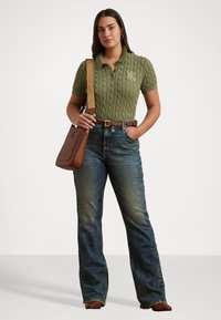 Lauren Ralph Lauren Woman NATRISSA CABLE KNIT COTTON POLO SWEATER - Svetr - sage green