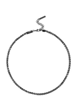 Black metal chain necklace with a lobster clasp and adjustable links, branded with "POLICE" on metal tags near the clasp.