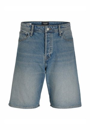 Shorts in denim azzurro chiaro, con un classico design a cinque tasche, chiusura con bottone e una vestibilità dritta con orlo appena sopra il ginocchio.
