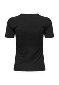 Zwarte T-shirt met korte mouwen en een ronde hals, gemaakt van gladde katoen stof, met een getailleerd ontwerp en zonder zichtbare patronen of versieringen.