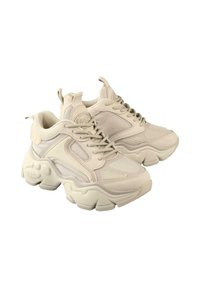 Baskets chunky beiges en mesh et matériau synthétique, dotées d'une semelle épaisse, d'un bout arrondi et d'un design à lacets avec une languette.