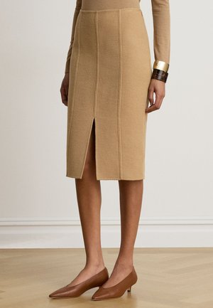 Lauren Ralph Lauren, DOUBLE-FACED WOOL-BLEND PENCIL SKIRT - Jupe crayon - camel