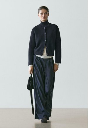 HIGH NECK  - Strickjacke - mottled dark blue