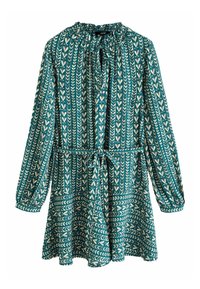 Vestido camisero - blue and cream heart print